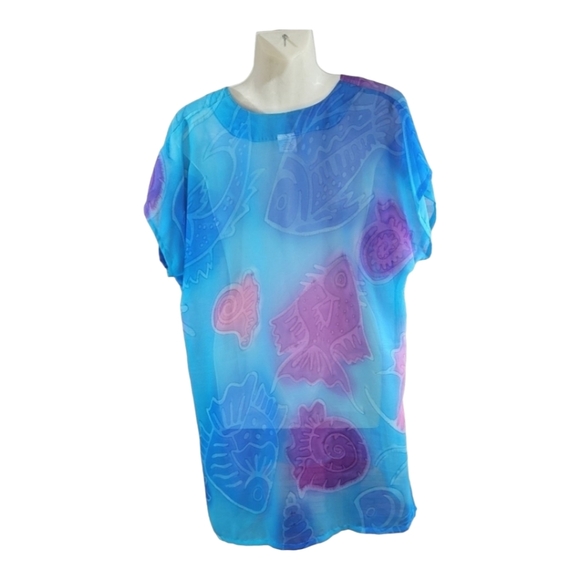 🌻 BAREFOOT ATTITUDE - Medium Blue Cover Up - Picture 2 of 3